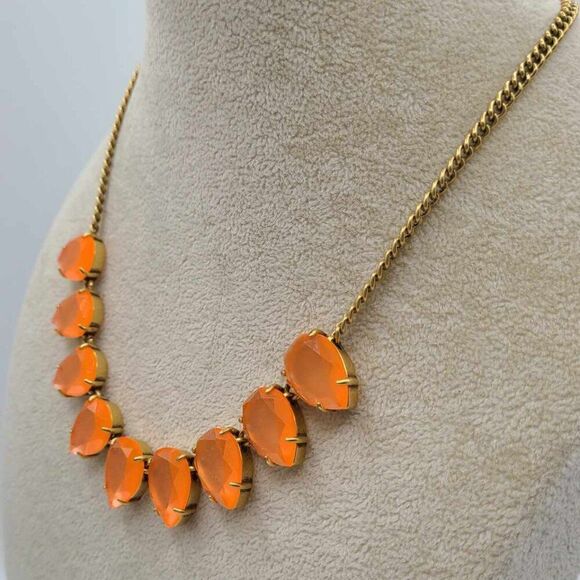 J Crew Orange Flower Petal Necklace - Picture 6 of 8